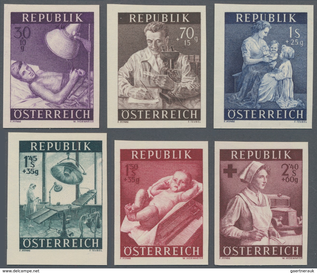 Österreich: 1954. Gesundheitsfürsorge. Set Mit Allen 6 Werten Je UNGEZÄHNT, Postfrisch. (ANK 1008/13 - Brieven En Documenten