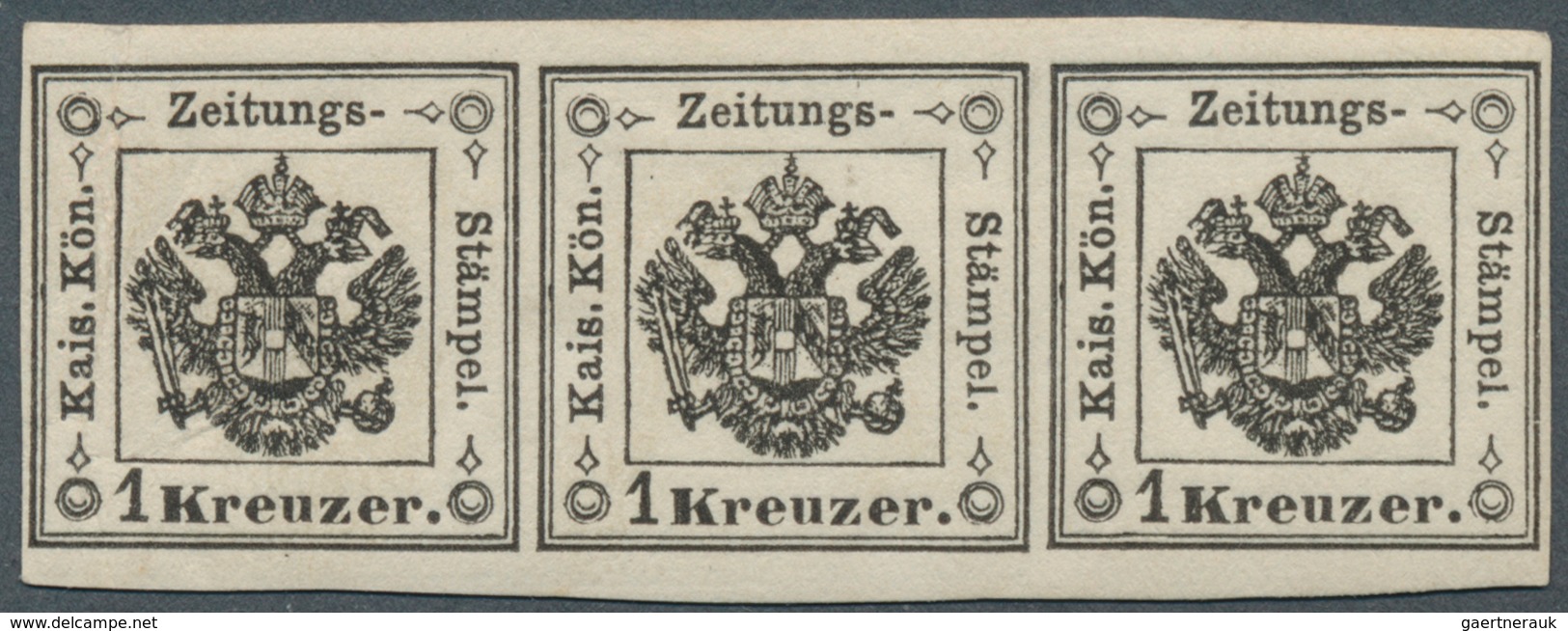 Österreich - Lombardei Und Venetien - Zeitungsstempelmarken: 1859, 1 Kreuzer Schwarz, Type I, Waager - Lombardije-Venetië
