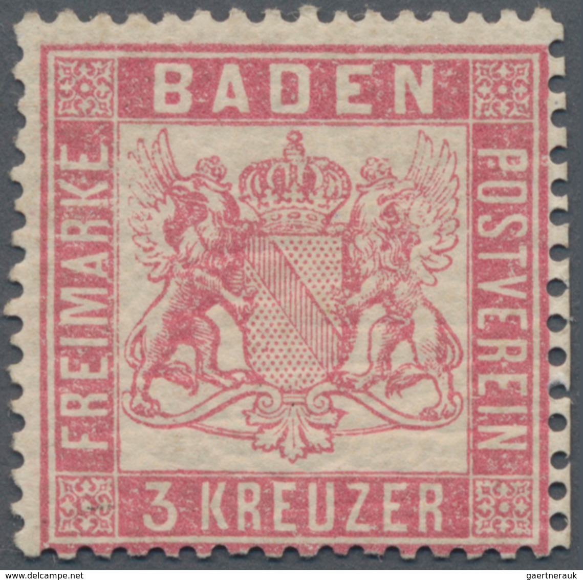 Baden - Marken Und Briefe: 1862, 3 Kreuzer Rosa, Gezähnt K 13 1/2, Ungebraucht. Allseits Vollständig - Andere & Zonder Classificatie