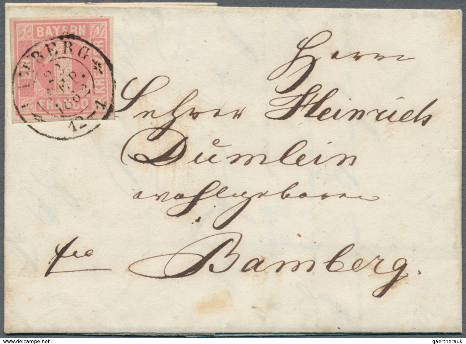 Bayern - Marken Und Briefe: 1862: 1 Kreuzer Rosa Mit Spitzen Ecken Der Seltenen Platte 2, Farbfrisch - Sonstige & Ohne Zuordnung