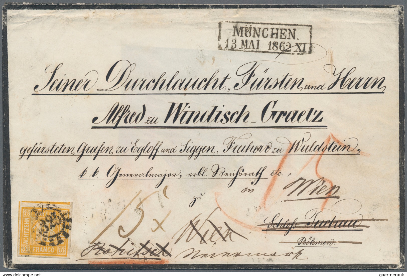 Bayern - Marken Und Briefe: 1862, 18 Kr Gelborange, Farbfrisches Und Ringsum Brei- Bis überrandiges - Autres & Non Classés