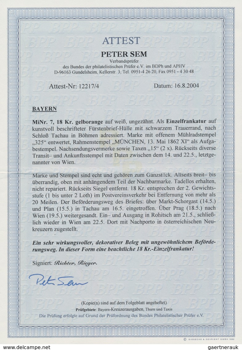 Bayern - Marken Und Briefe: 1862, 18 Kr Gelborange, Farbfrisches Und Ringsum Brei- Bis überrandiges - Autres & Non Classés