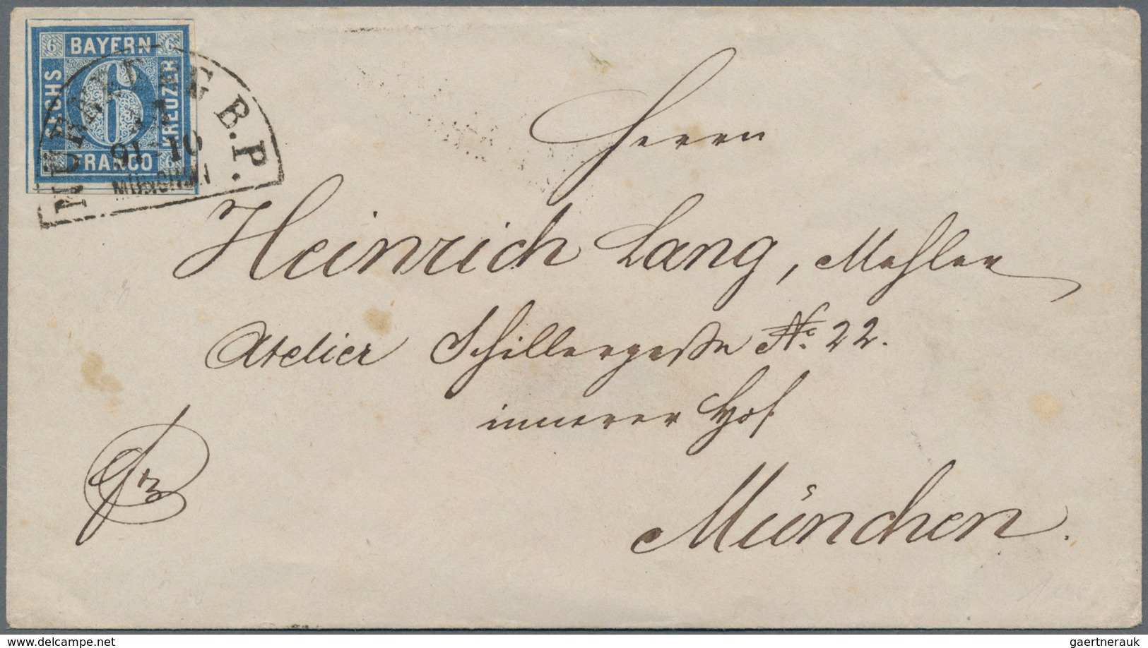 Bayern - Marken Und Briefe: 1864. 6 Kr Blau, Farbfrisches, Ringsrum Gleichmässig Breitrandiges Luxus - Autres & Non Classés