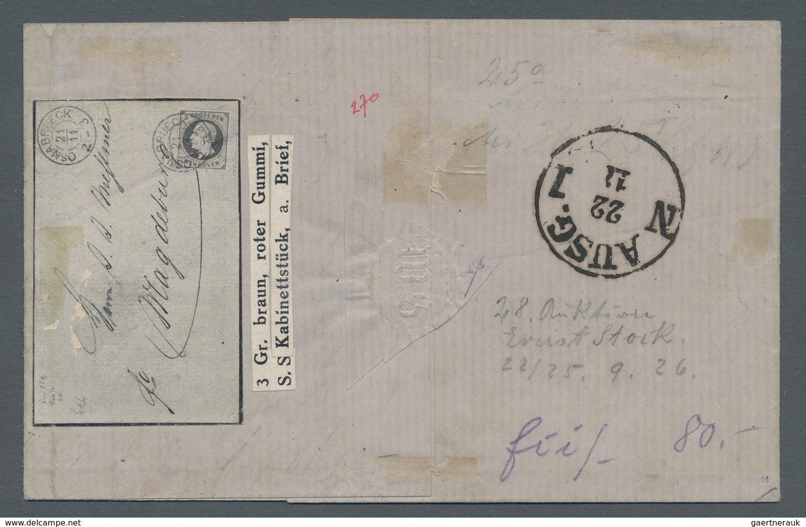 Hannover - Marken Und Briefe: 1864, 3 Gr Braun Mit Rosa Gummierung, Phantastisch Farbfrisches Luxuss - Hanover