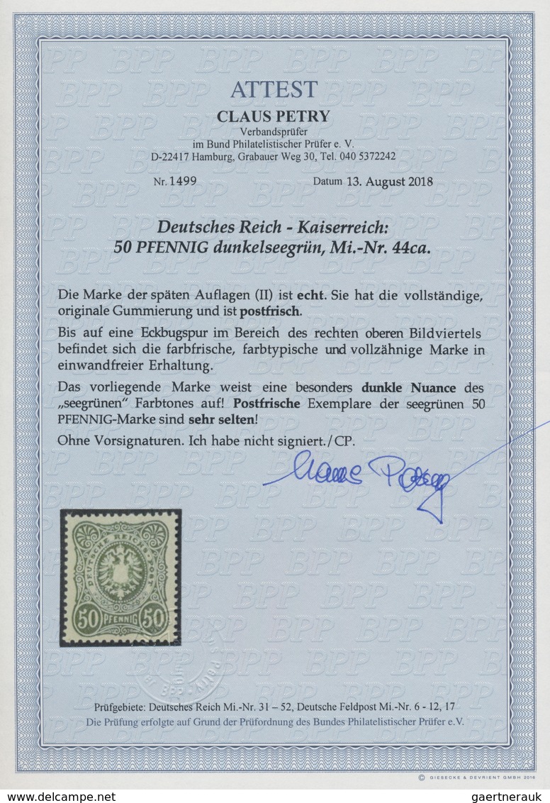 Deutsches Reich - Pfennig: 1880/1886: 50 Pfennig Hellsmaragdgrün ("seegrün"), Späte Auflage Mit Voll - Ungebraucht