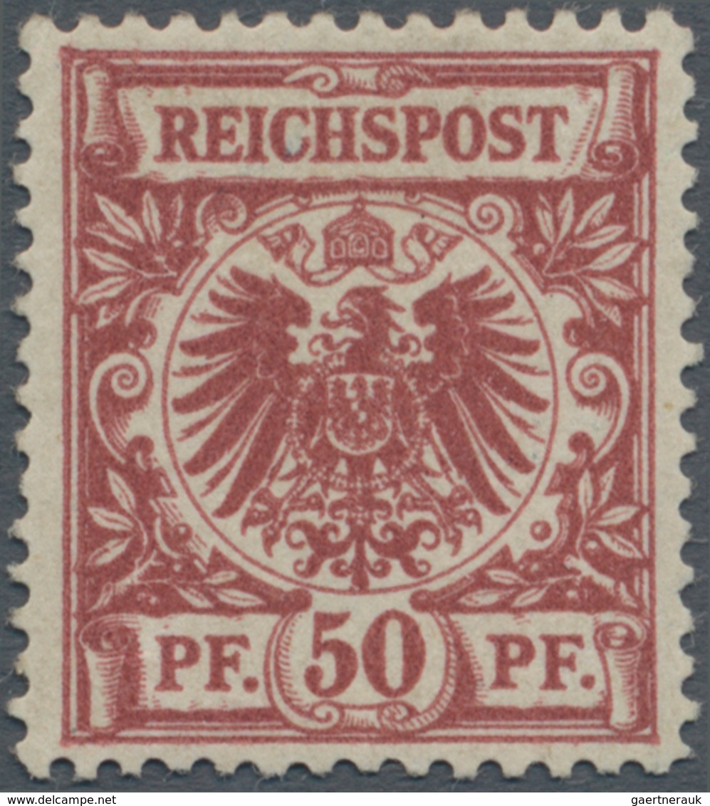 Deutsches Reich - Krone / Adler: 1889: 50 Pfg Dunkelbräunlichrot, Karminrot Quarzend, Farbfrisch, Gu - Neufs