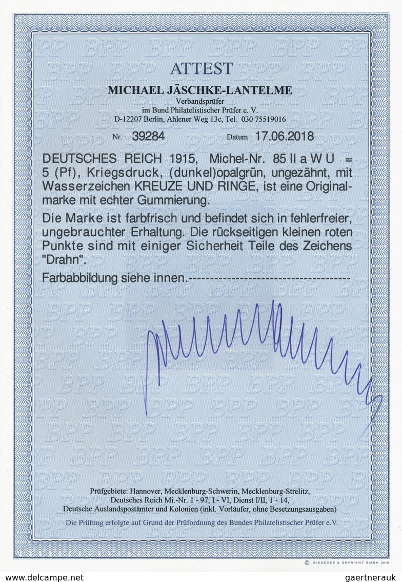 Deutsches Reich - Germania: 1915, 5 Pfg. Germania Mit Wasserzeichen Kreuze Und Ringe Ungebraucht, Al - Nuovi