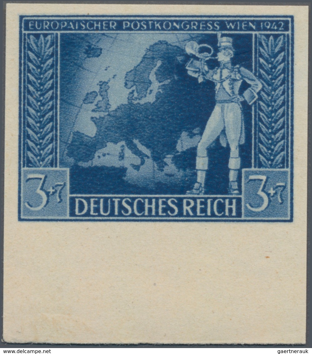 Deutsches Reich - 3. Reich: 1942, 3 + 7 Pfg "Europäischer Postkongress Wien", UNGEZÄHNT Und Postfris - Oblitérés