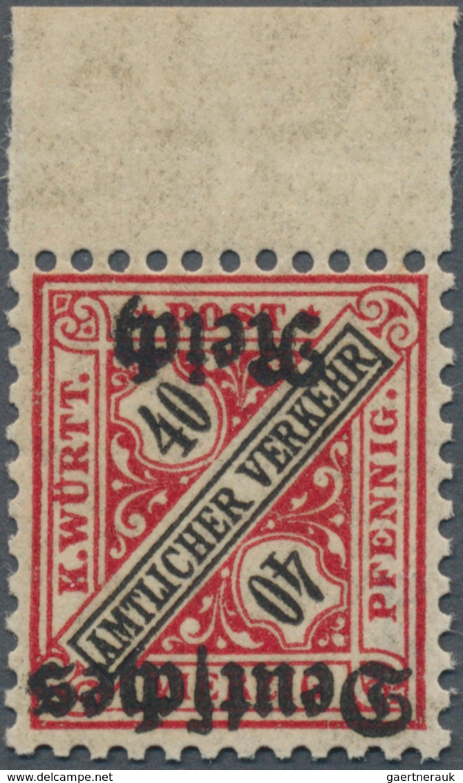 Deutsches Reich - Dienstmarken: 1920, 40 Pfg. Württemberg "Amtlicher Verkehr" Mit Kopfstehendem Aufd - Officials