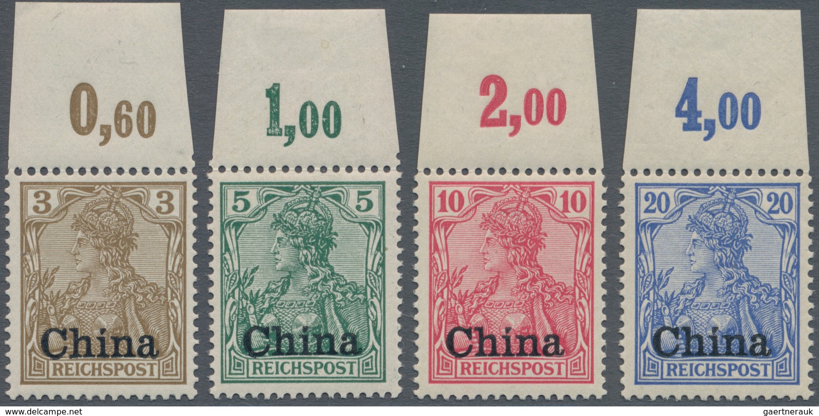 Deutsche Post In China: 1901. 3 Pfg Braun Bis 5 Mk Grünschwarz/bräunlichkarmin. Die Amtlich Nicht Au - China (kantoren)