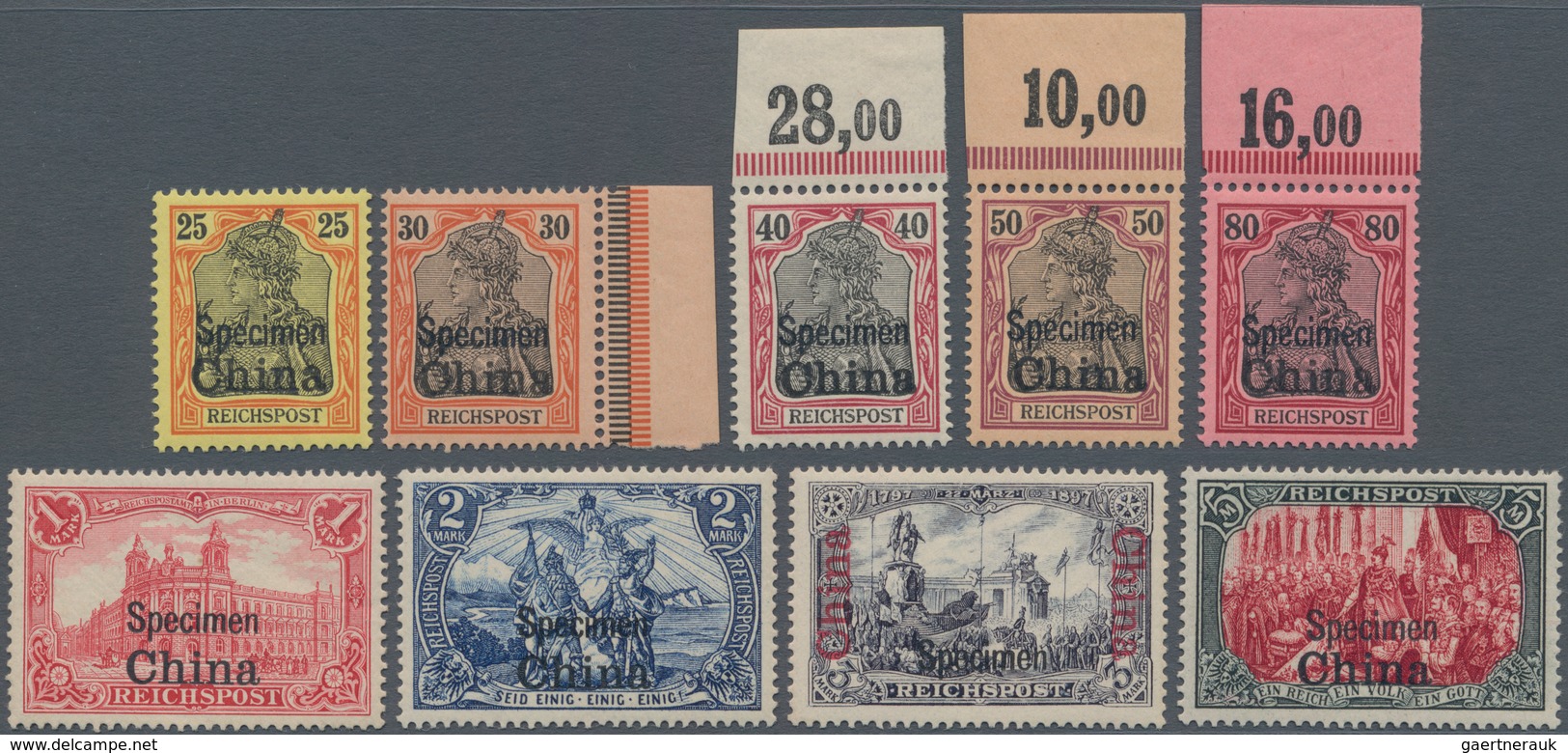 Deutsche Post In China: 1901: 3 Pfg - 5 Mk, Germania-Marken Mit Aufdruck "China" Und Zusätzlichem Bu - China (offices)