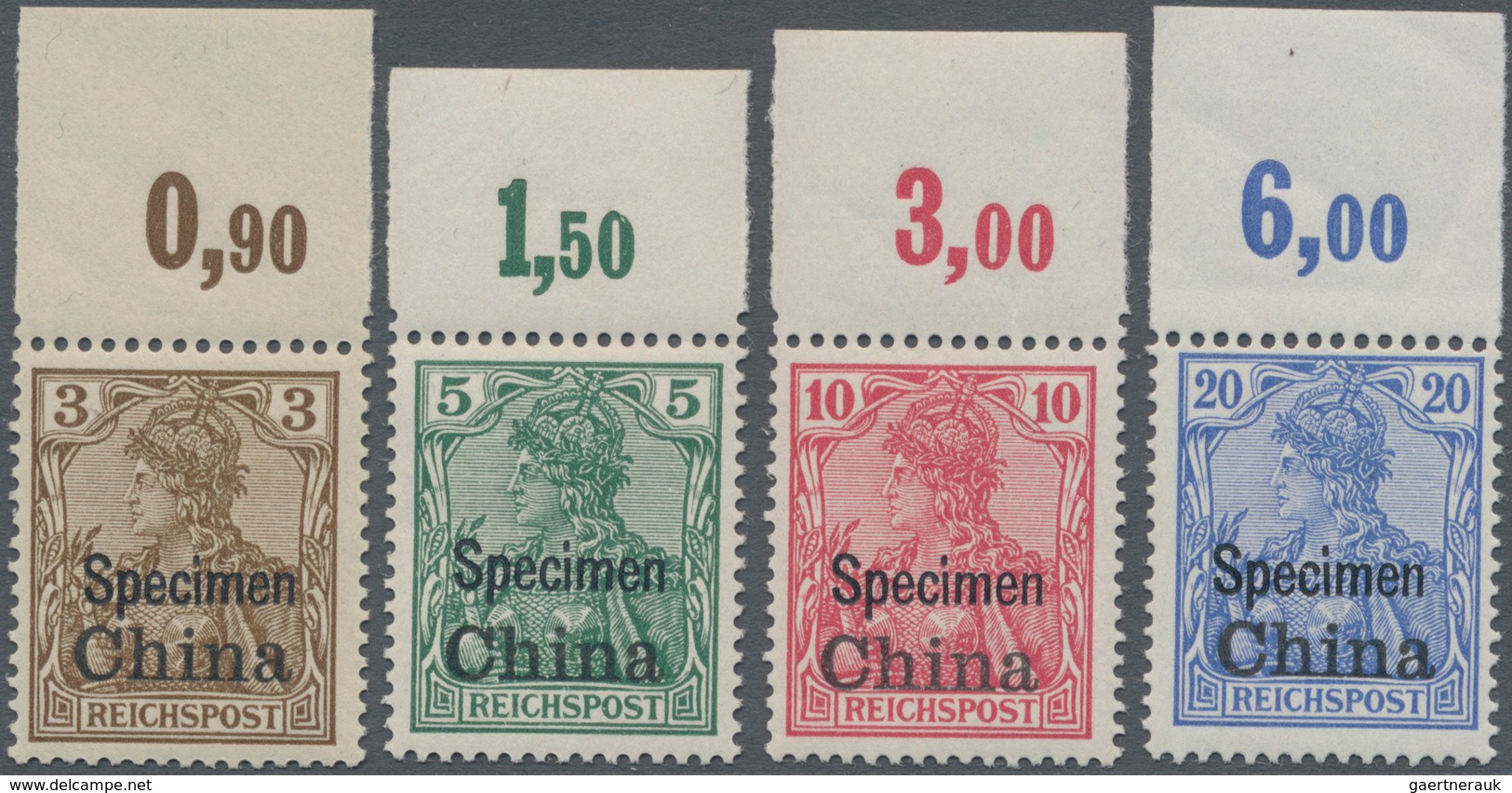 Deutsche Post In China: 1901: 3 Pfg - 5 Mk, Germania-Marken Mit Aufdruck "China" Und Zusätzlichem Bu - Chine (bureaux)