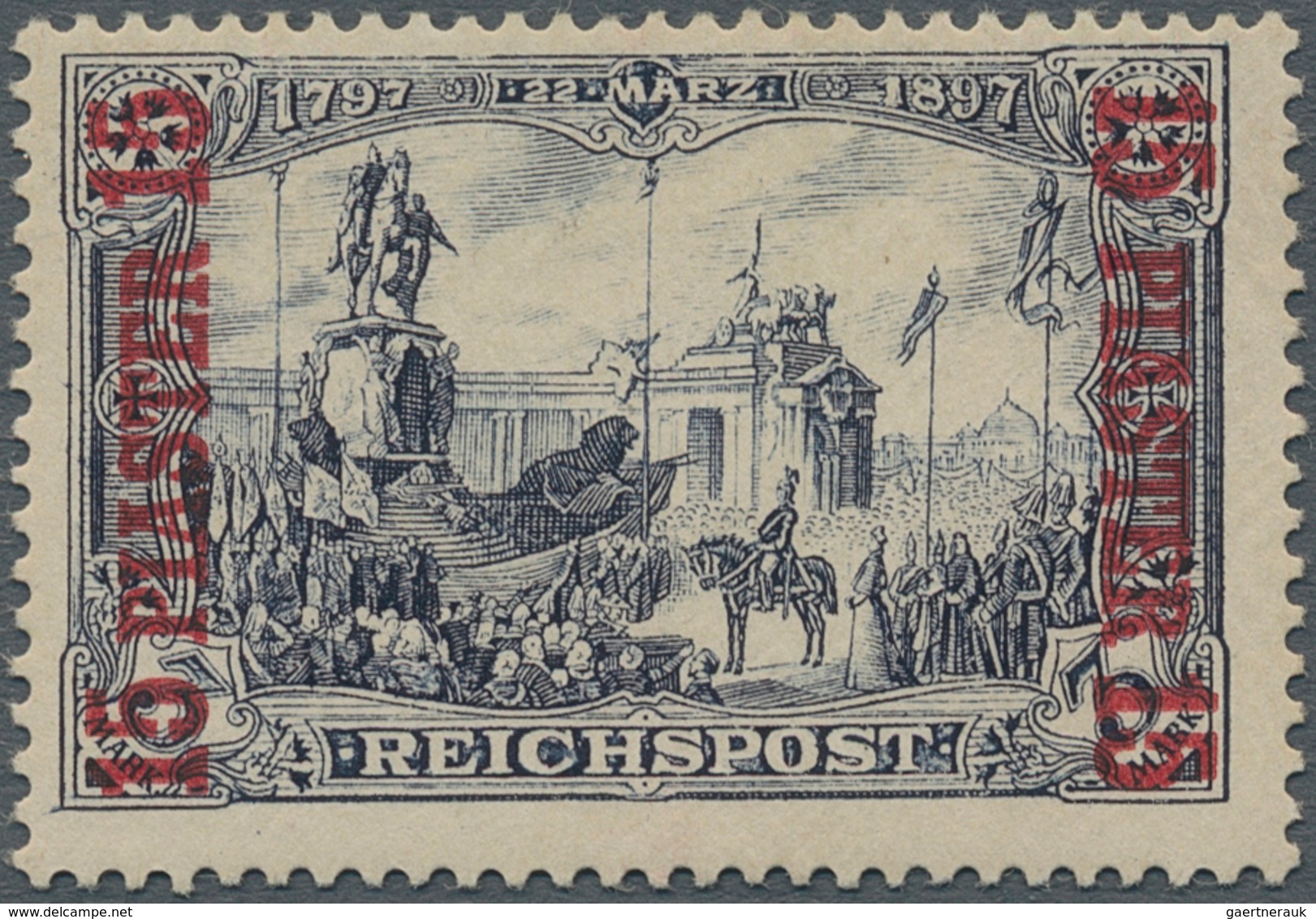 Deutsche Post In Der Türkei: 1903, 15 PIA "mit Dach" Auf 3 Mk Reichspost, Urmarkentype I, Ungebrauch - Deutsche Post In Der Türkei