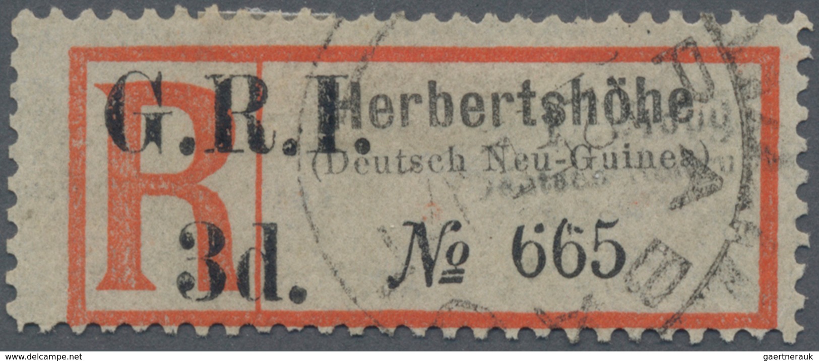 Deutsch-Neuguinea - Britische Besetzung: 1916, Einschreibzettel "Herbertshöhe | (Deutsch Neu-Guinea) - Deutsch-Neuguinea