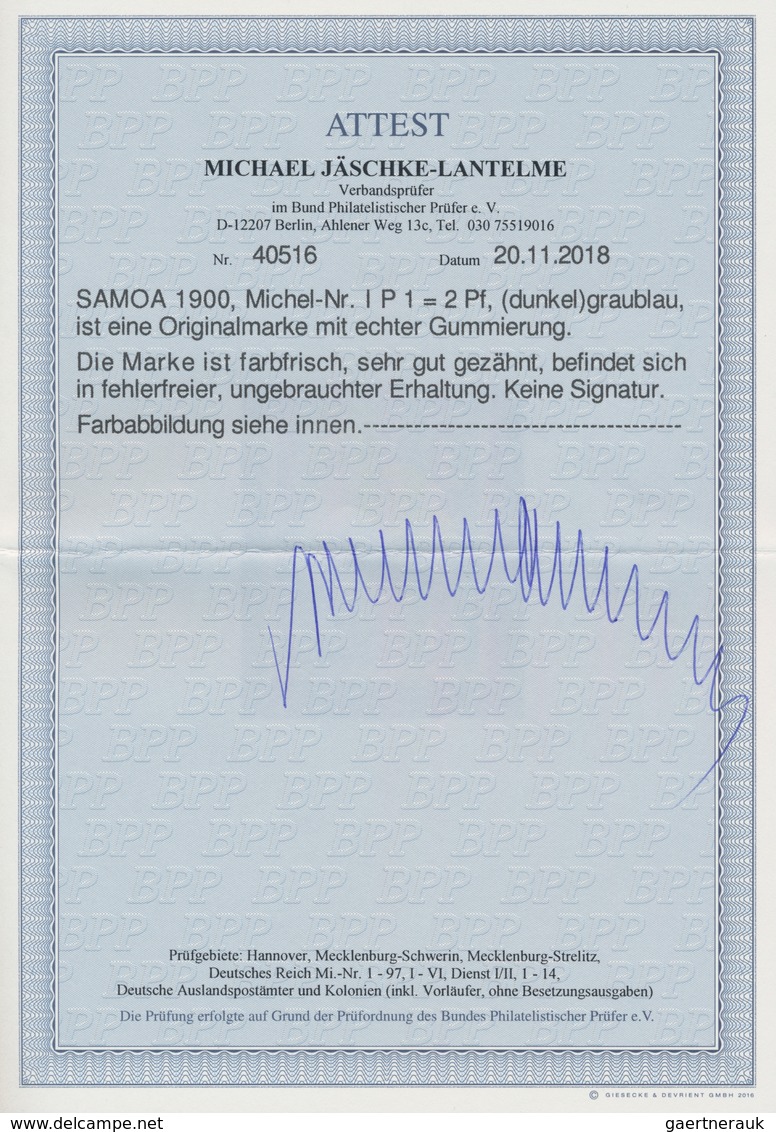 Deutsche Kolonien - Samoa: 1900: 2 Pfg (dunkel)graublau, Farbfrisch, Sehr Gut Gezähnt, In Fehlerfrei - Samoa