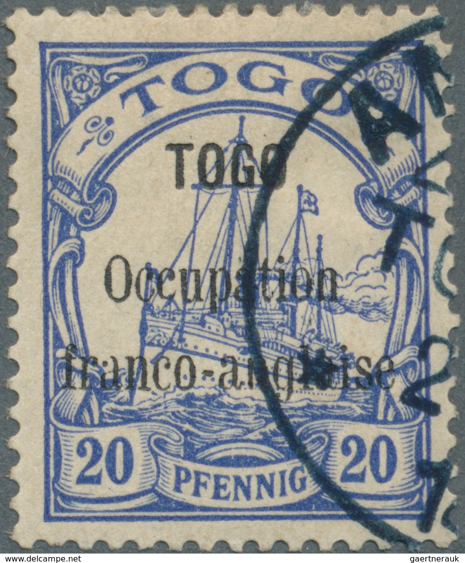 Deutsche Kolonien - Togo - Französische Besetzung: 1914: 20 Pf. Ultramarin, Schwarzer Aufdruck 'TOGO - Togo