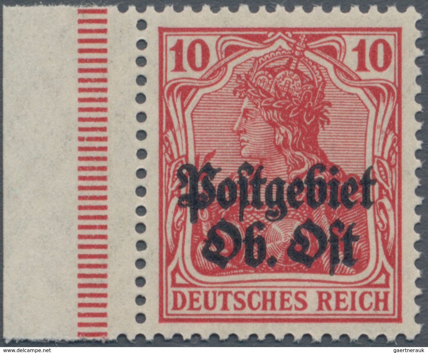 Deutsche Besetzung I. WK: Postgebiet Ober. Ost: 1916: 10 Pfg Dunkelrot, Einwandfrei Postfrisch Mit L - Bezetting 1914-18