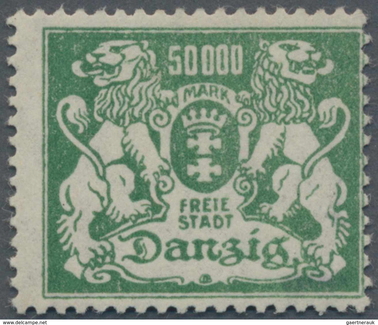 Danzig: 1923, 5000 M. Großes Staatswappen Mit Wasserzeichen-Abart "ineinander Verschlungene Wellenli - Autres & Non Classés