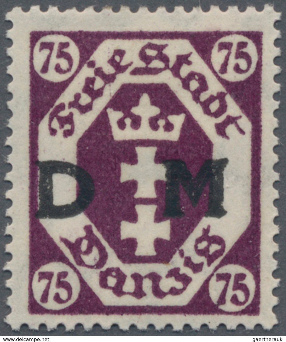 Danzig - Dienstmarken: 1922. 75 Pfg Dunkelviolettpurpur Mit "Rosettenunterdruck" In Hellgrüngrau, Un - Autres & Non Classés