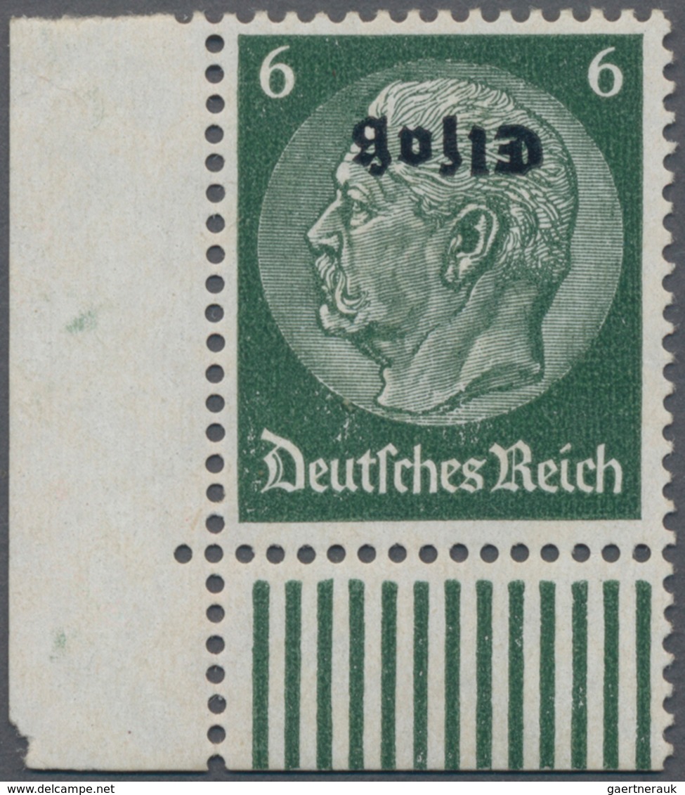 Dt. Besetzung II WK - Elsass: 1940, 6 Rpf. Hindenburg Grün, Mit Kopfstehendem Aufdruck „Elsaß”, Die - Occupation 1938-45