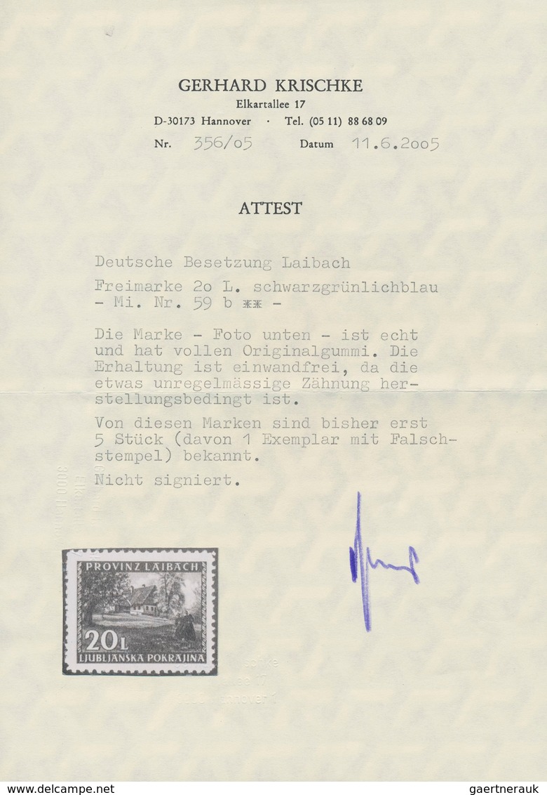 Dt. Besetzung II WK - Laibach: 1945, 20 L Freimarke "Bauernhof Unterkrain" In Sehr Seltener Farbe SC - Bezetting 1938-45