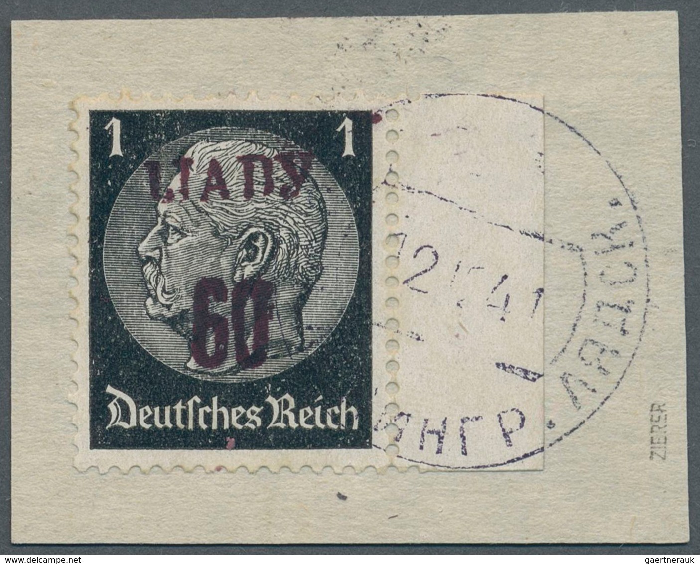 Dt. Besetzung II WK - Russland - Ljady: 1941, 60 K Auf 1 Pf Schwarz Freimarke Hindenburg, Marke Vom - Occupation 1938-45