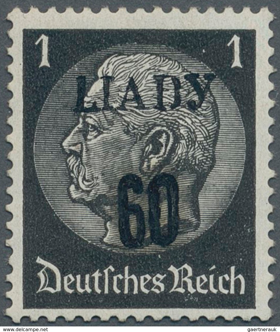 Dt. Besetzung II WK - Russland - Ljady: 1941, 60 K Auf 1 Pf Schwarz Freimarke Hindenburg, Mit Schwar - Besetzungen 1938-45