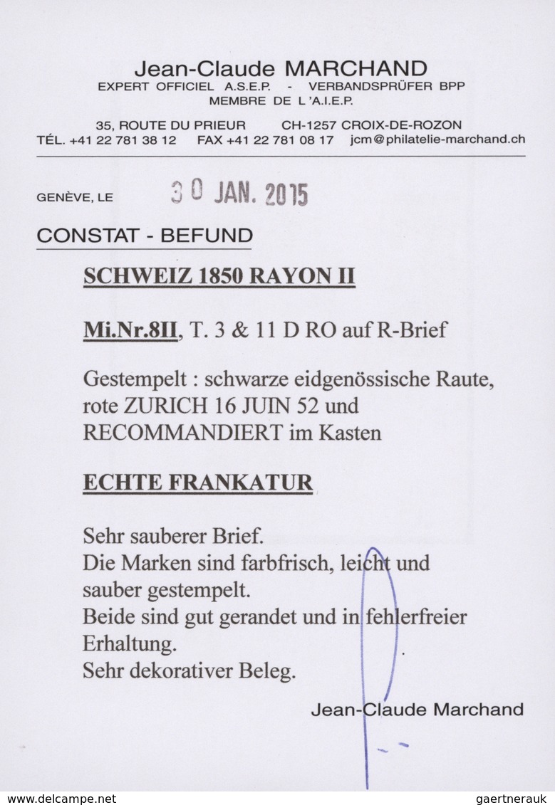 Schweiz: 1850/52: RAYON I - III, Hochkarätige Partie Von 18 Briefen Und Belegen Mit Einzel-, Bunt- U - Collections