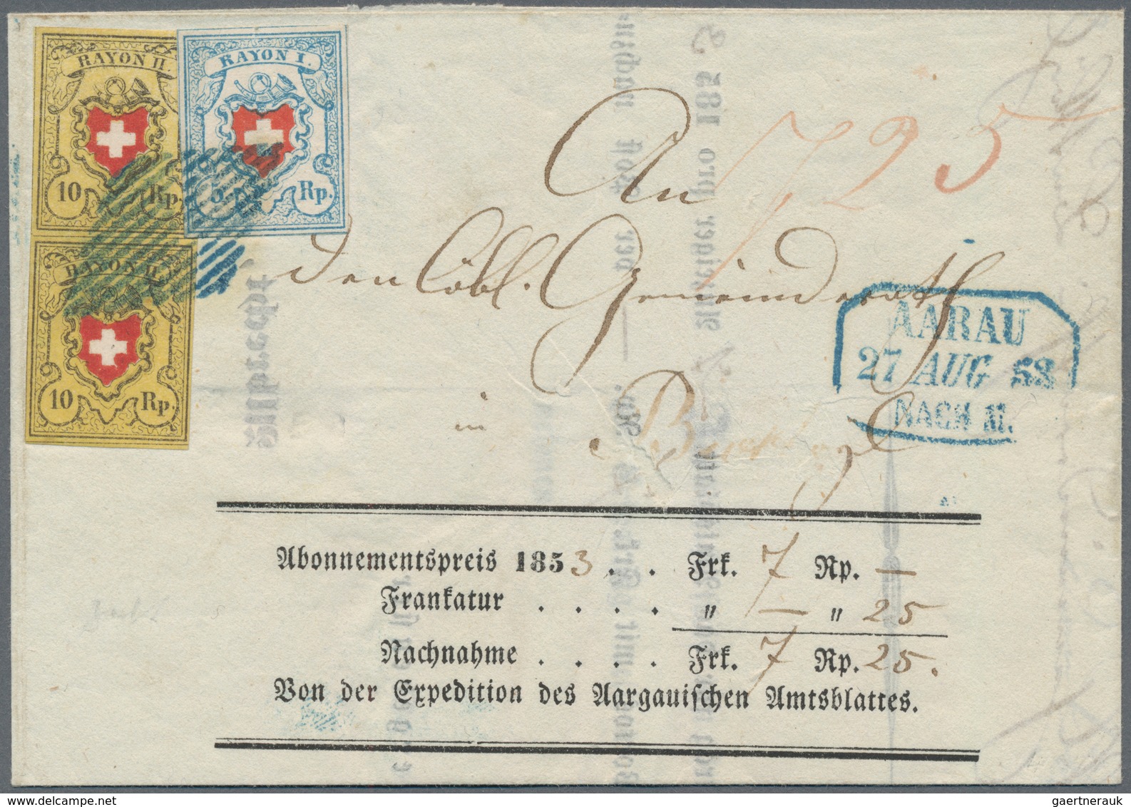 Schweiz: 1850/52: RAYON I - III, hochkarätige Partie von 18 Briefen und Belegen mit Einzel-, Bunt- u