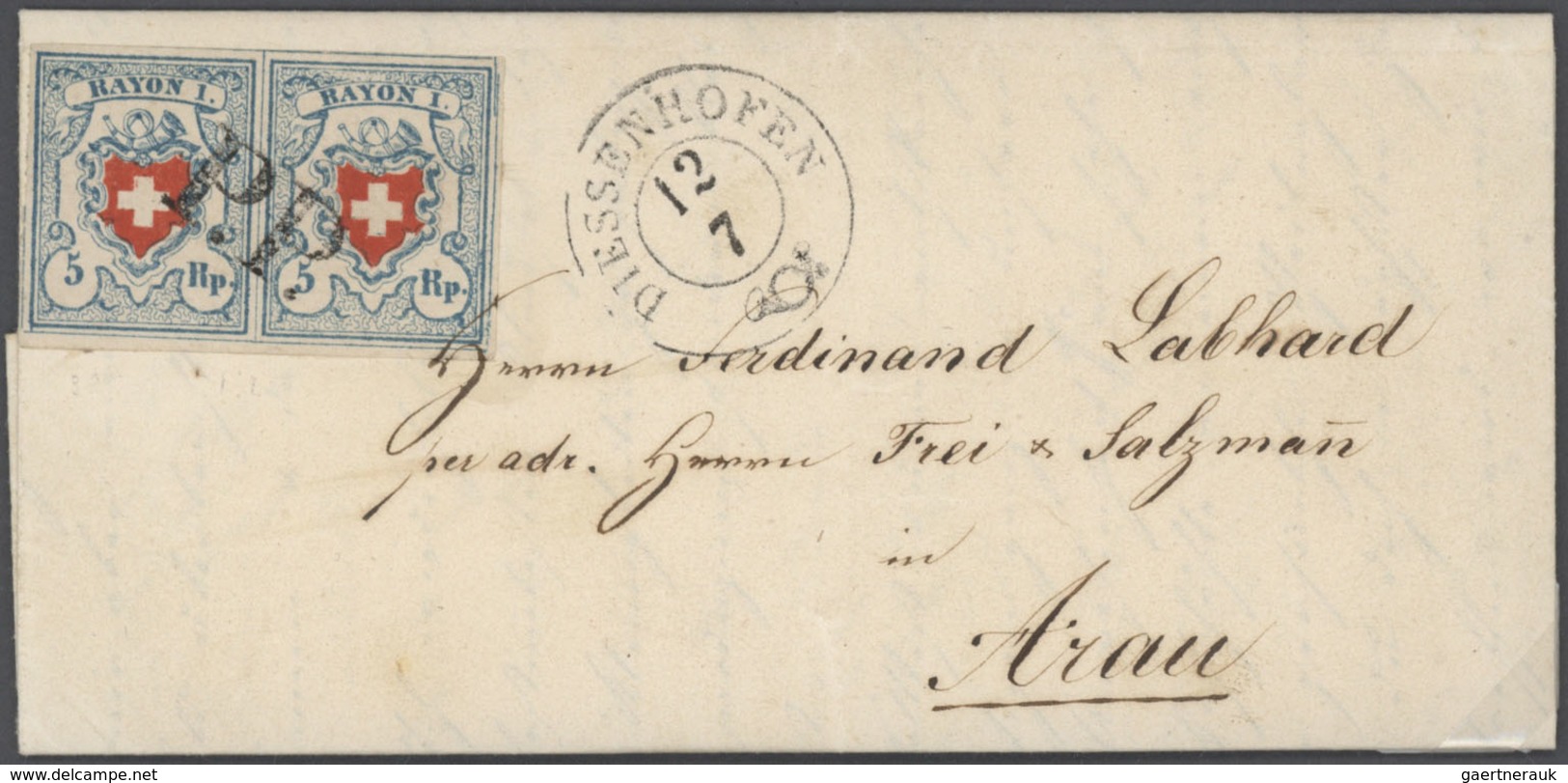 Schweiz: 1850/52: RAYON I - III, hochkarätige Partie von 18 Briefen und Belegen mit Einzel-, Bunt- u