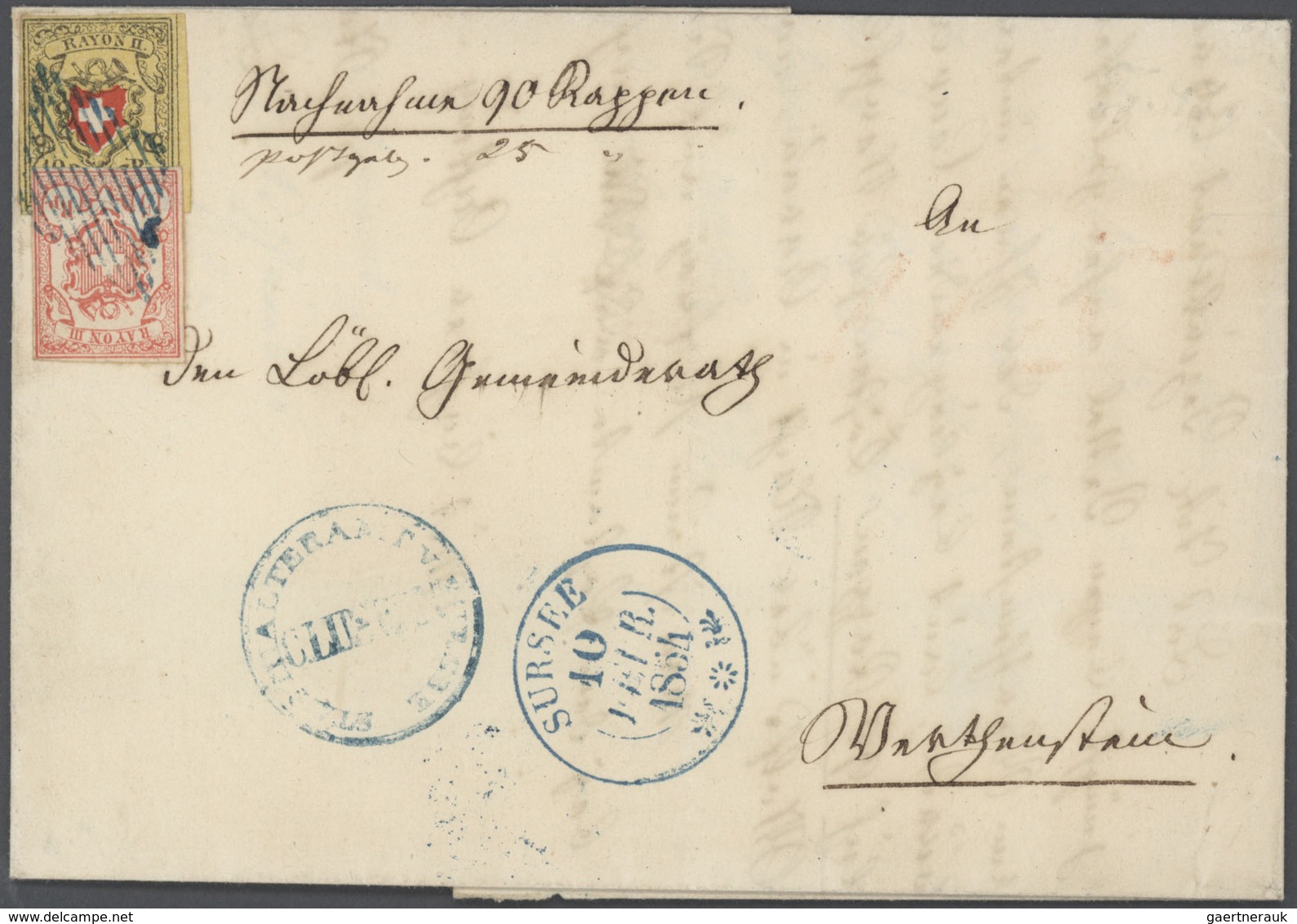 Schweiz: 1850/52: RAYON I - III, hochkarätige Partie von 18 Briefen und Belegen mit Einzel-, Bunt- u