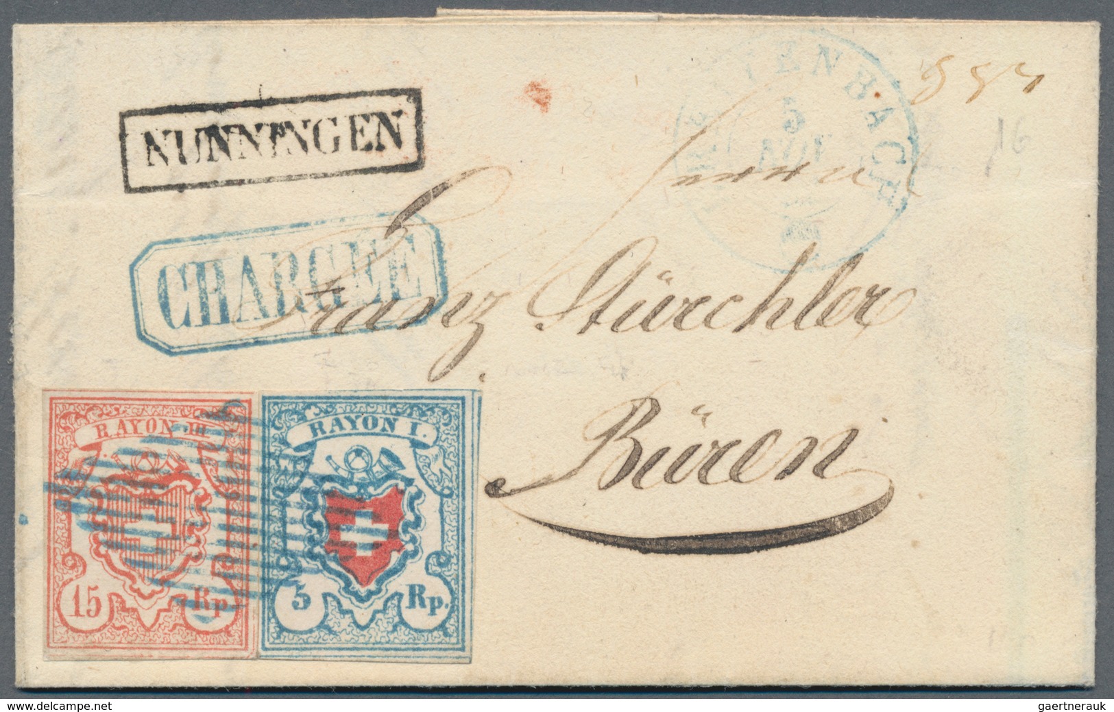 Schweiz: 1850/52: RAYON I - III, hochkarätige Partie von 18 Briefen und Belegen mit Einzel-, Bunt- u