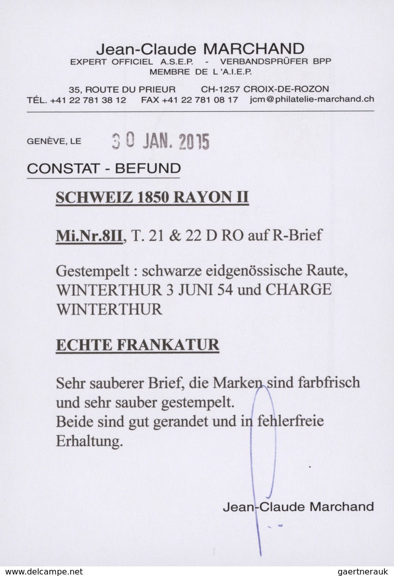 Schweiz: 1850/52: RAYON I - III, hochkarätige Partie von 18 Briefen und Belegen mit Einzel-, Bunt- u