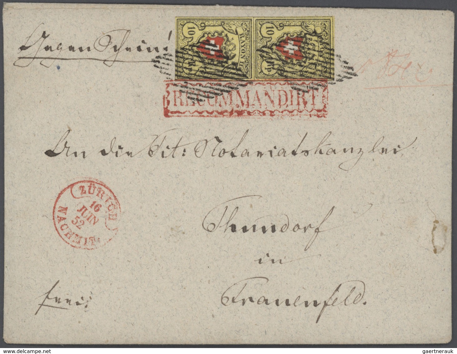 Schweiz: 1850/52: RAYON I - III, hochkarätige Partie von 18 Briefen und Belegen mit Einzel-, Bunt- u