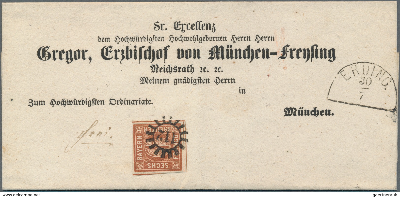 Bayern - Marken Und Briefe: Bischofsbriefe 1850/1862 16 Sog. Bischofsbriefe, Adressiert An Carl Augu - Autres & Non Classés