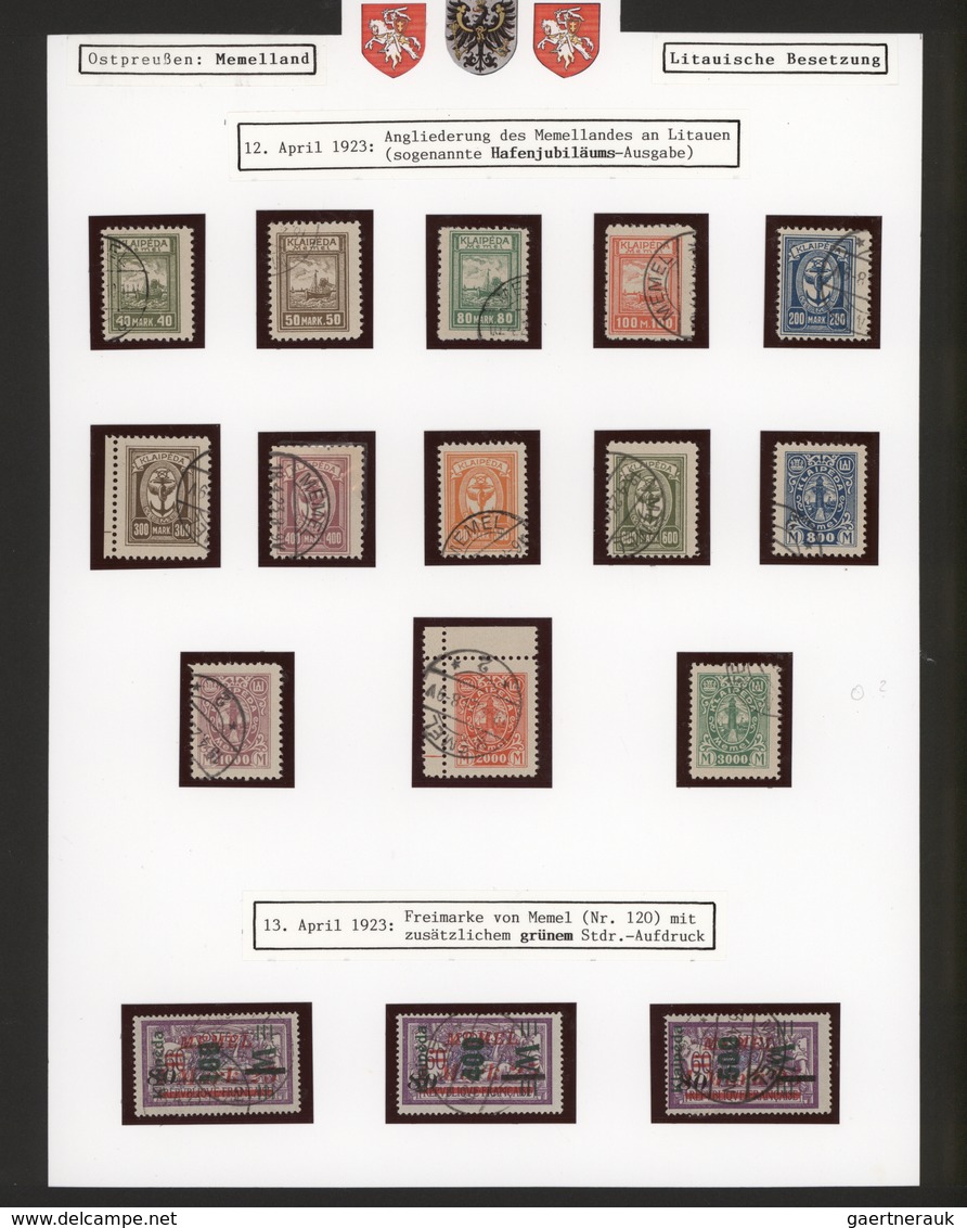 Memel: 1920/1923, hochkarätig besetzte Ausnahme-Sammlung auf selbstgestalteten Albenblättern sauber