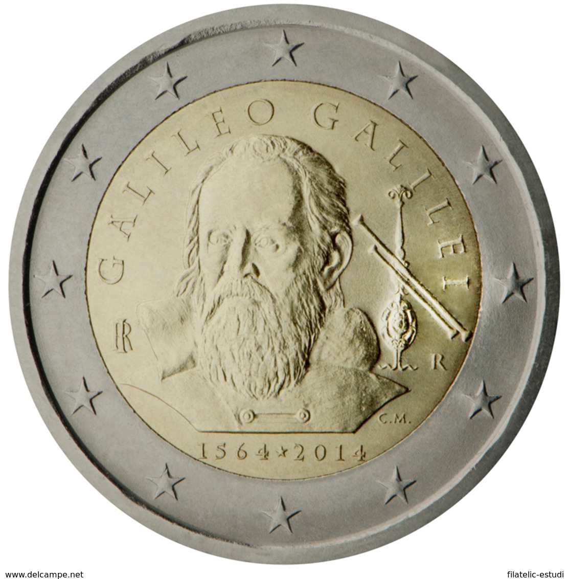 Italia  2014  2 € Euros  Conmemorativos 450º  Av  Galileo Galilei - Altri & Non Classificati