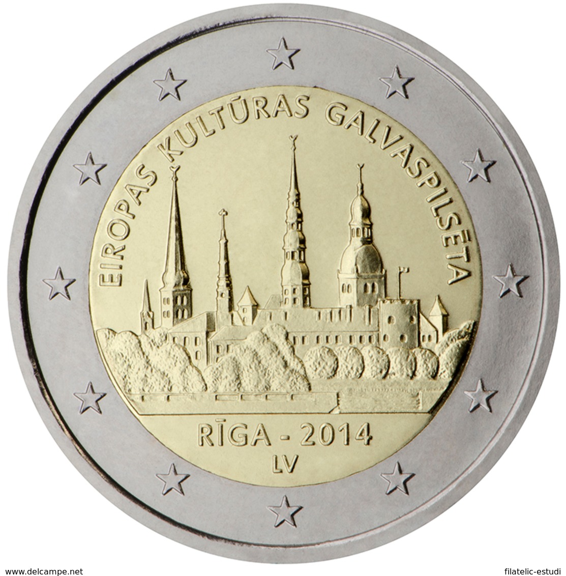 Letonia 2014 2 € Euros Conmemorativos Riga Capital De La Cultura - Altri & Non Classificati