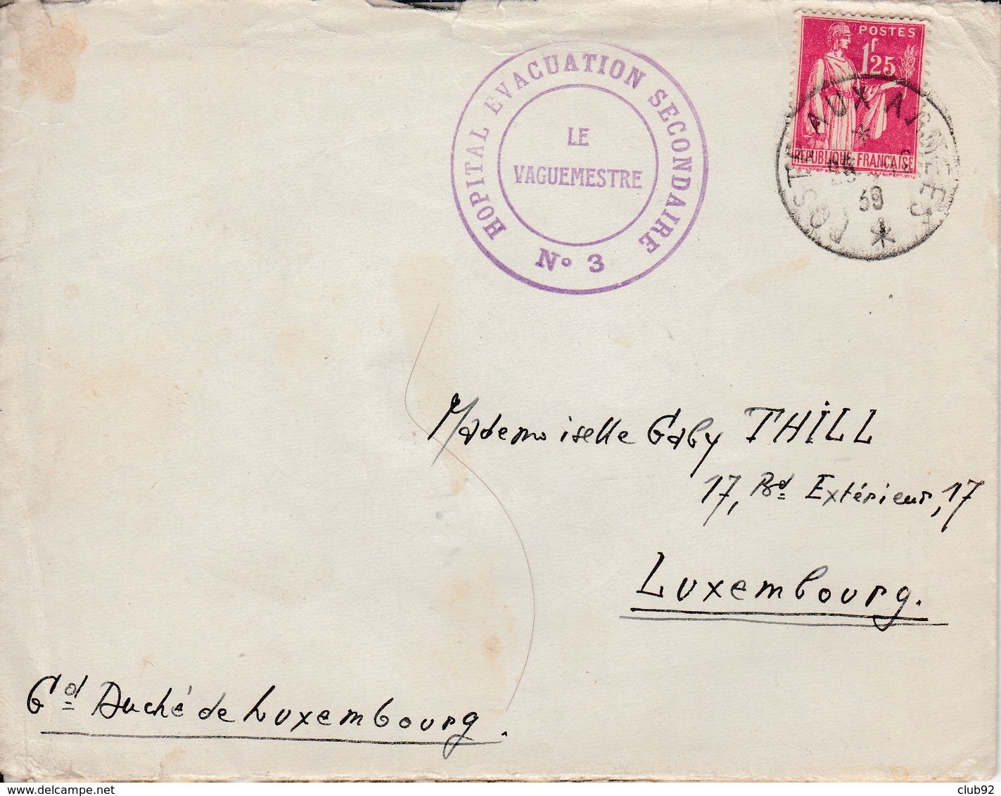 1..25/ Paix L  Avec CONTENU (.) Sc Postes Aux Armées / TOURS /24.12.39 ( H.O.E.2 N°3 Secteur Postal 39) -> LUXEMBOURG + - Guerra Del 1939-45