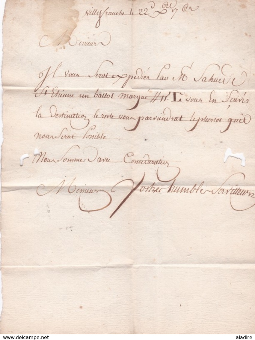 1762 - Marque Postale VILLEFRANCHE De ROUERGUE, Aveyron Sur LAC Pour Annonay, Vivarais, Ardèche - 1701-1800: Précurseurs XVIII