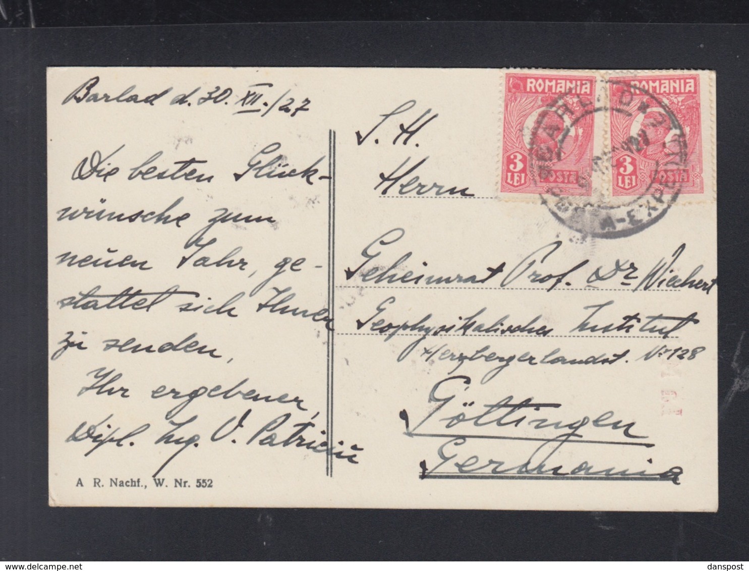 Romania PC 1927 Barlad To Germany - Covers & Documents