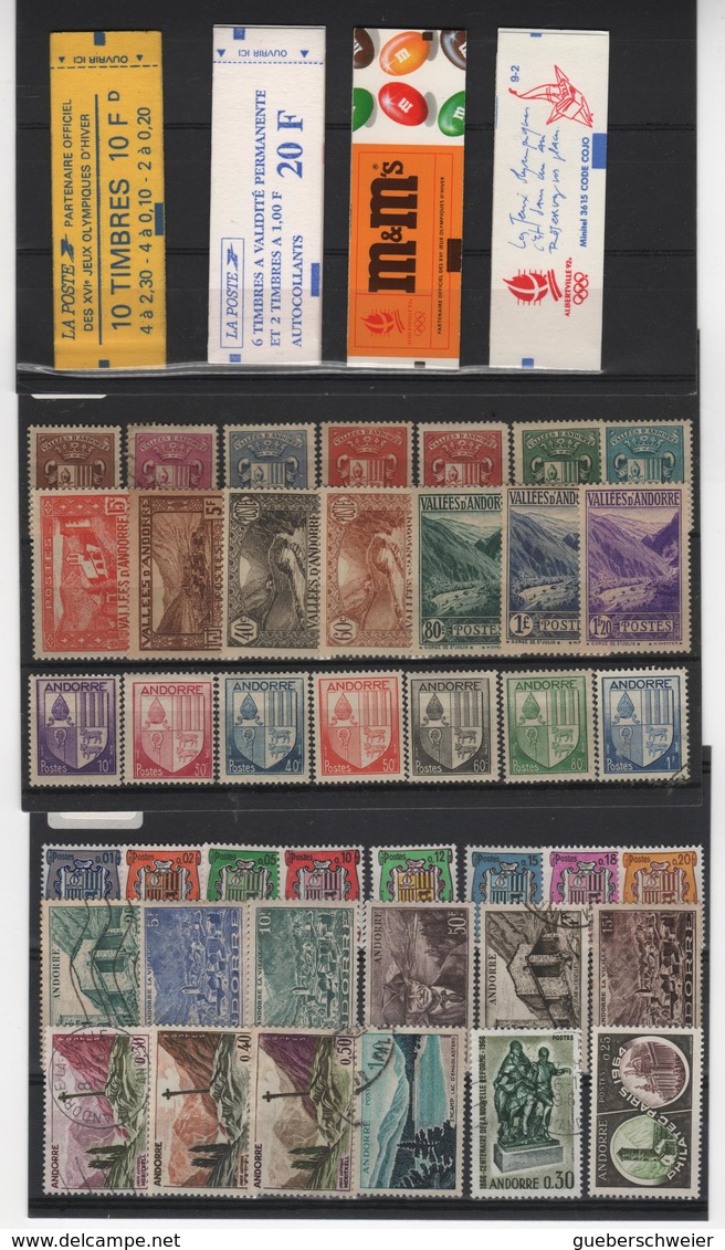 Carton de + 2 kg de Timbres, lettres, entiers postaux, aérogrammes, beau lot de timbres de France, Colonies, Andorre et