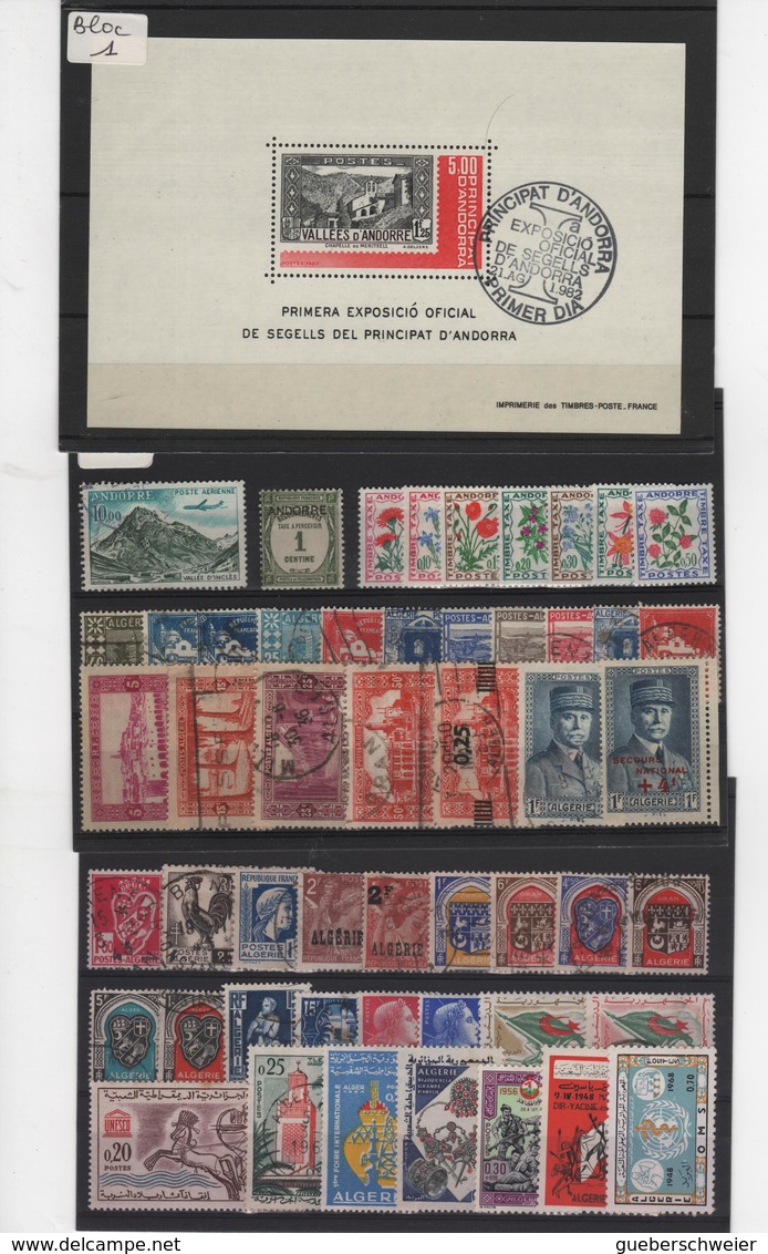 Carton de + 2 kg de Timbres, lettres, entiers postaux, aérogrammes, beau lot de timbres de France, Colonies, Andorre et