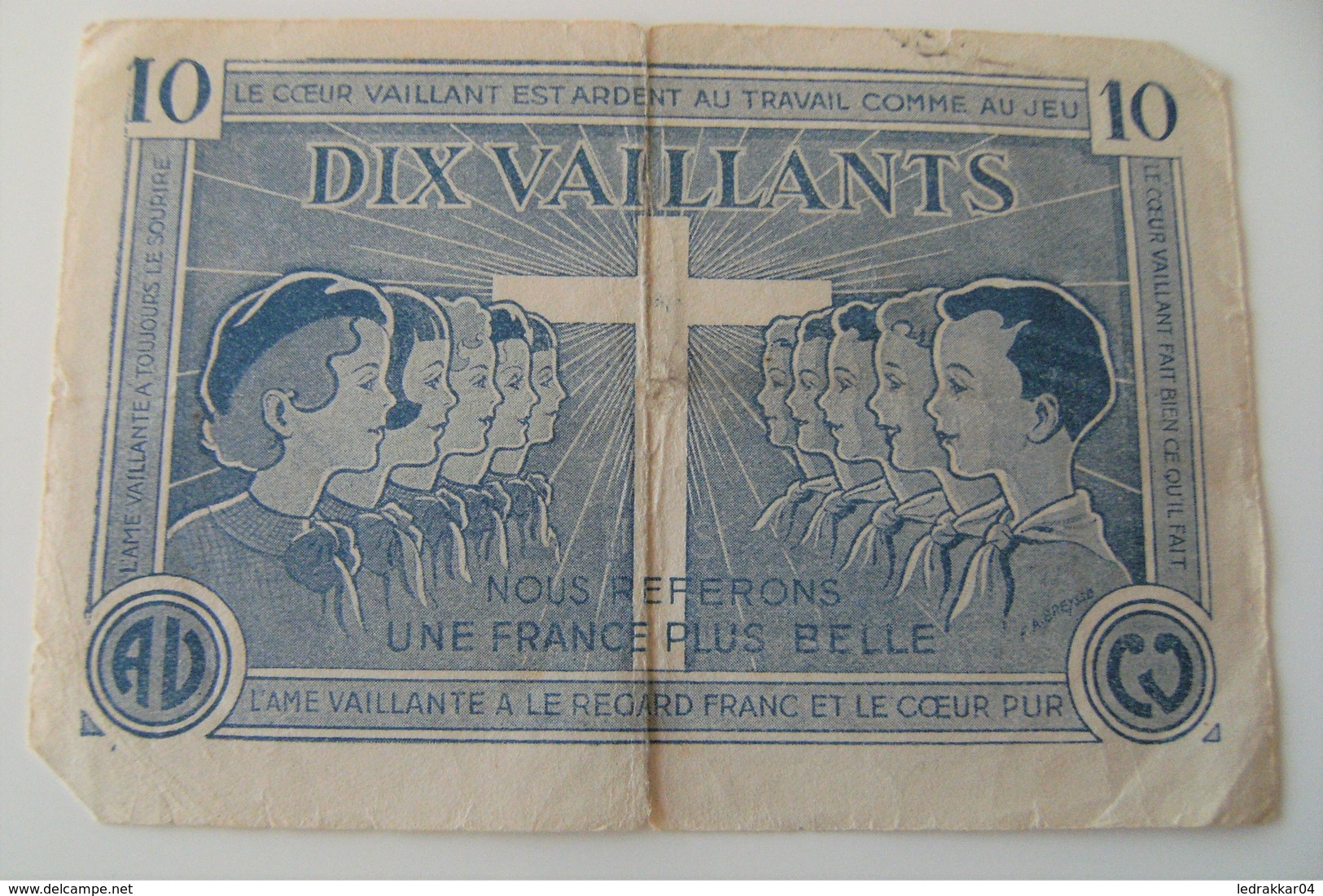 Billet 10 Vaillants Années 40/50 Scouts Couer Vaillant Bd Vintage Abreysse - Fiktive & Specimen