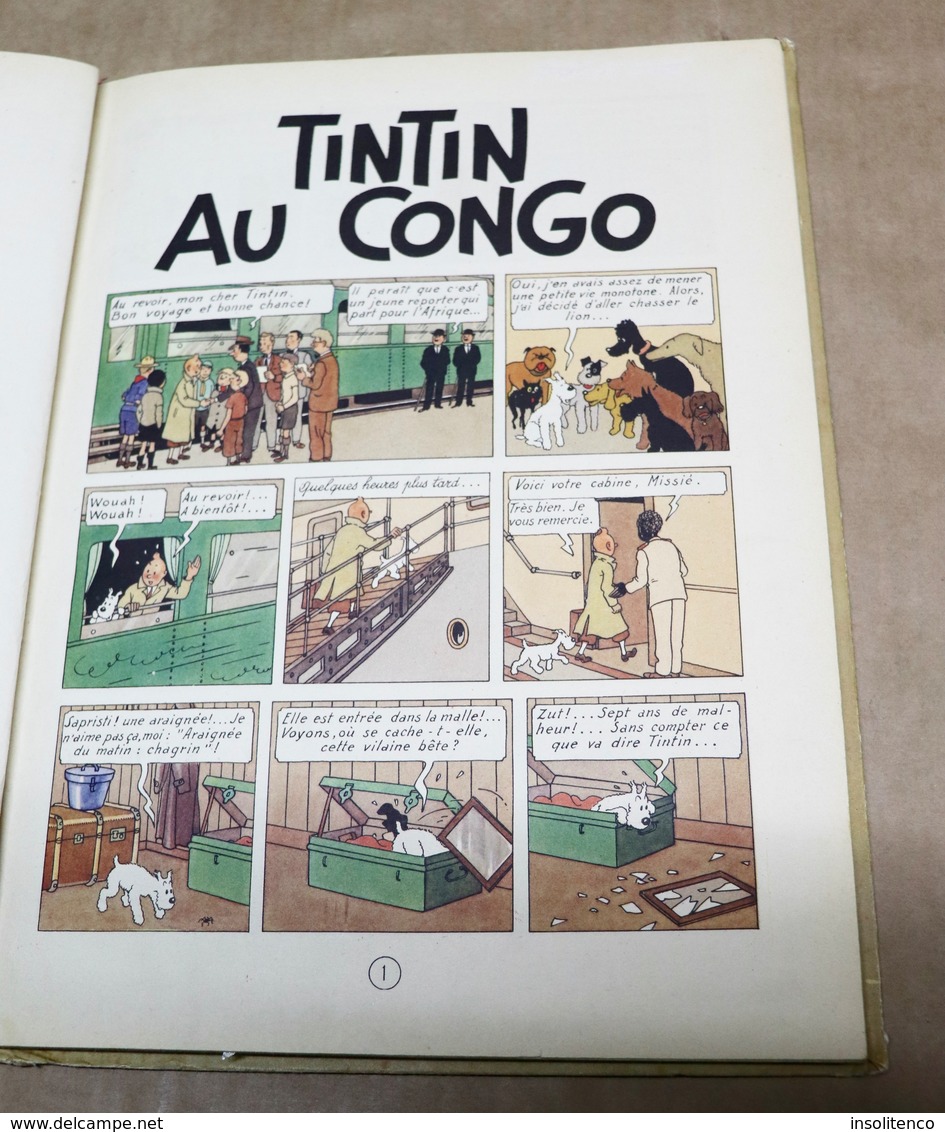 Tintin au Congo - Casterman - Dos  rouge - B2 - 1948 - Titre en noir - Edition belge - Etat moyen