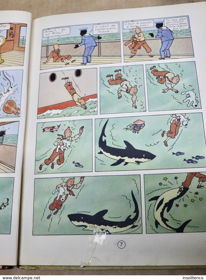 Tintin au Congo - Casterman - Dos  rouge - B2 - 1948 - Titre en noir - Edition belge - Etat moyen