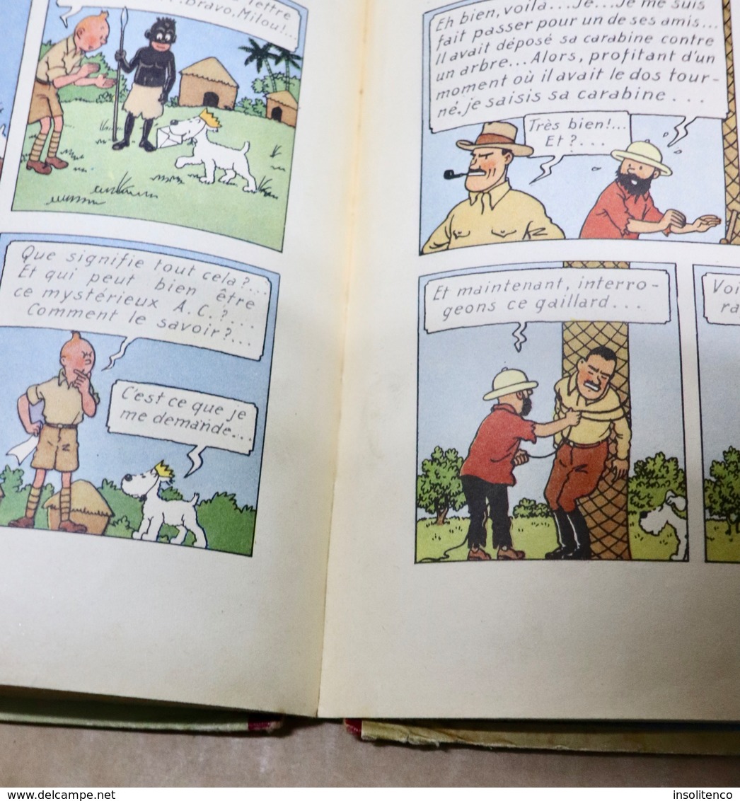 Tintin au Congo - Casterman - Dos  rouge - B2 - 1948 - Titre en noir - Edition belge - Etat moyen