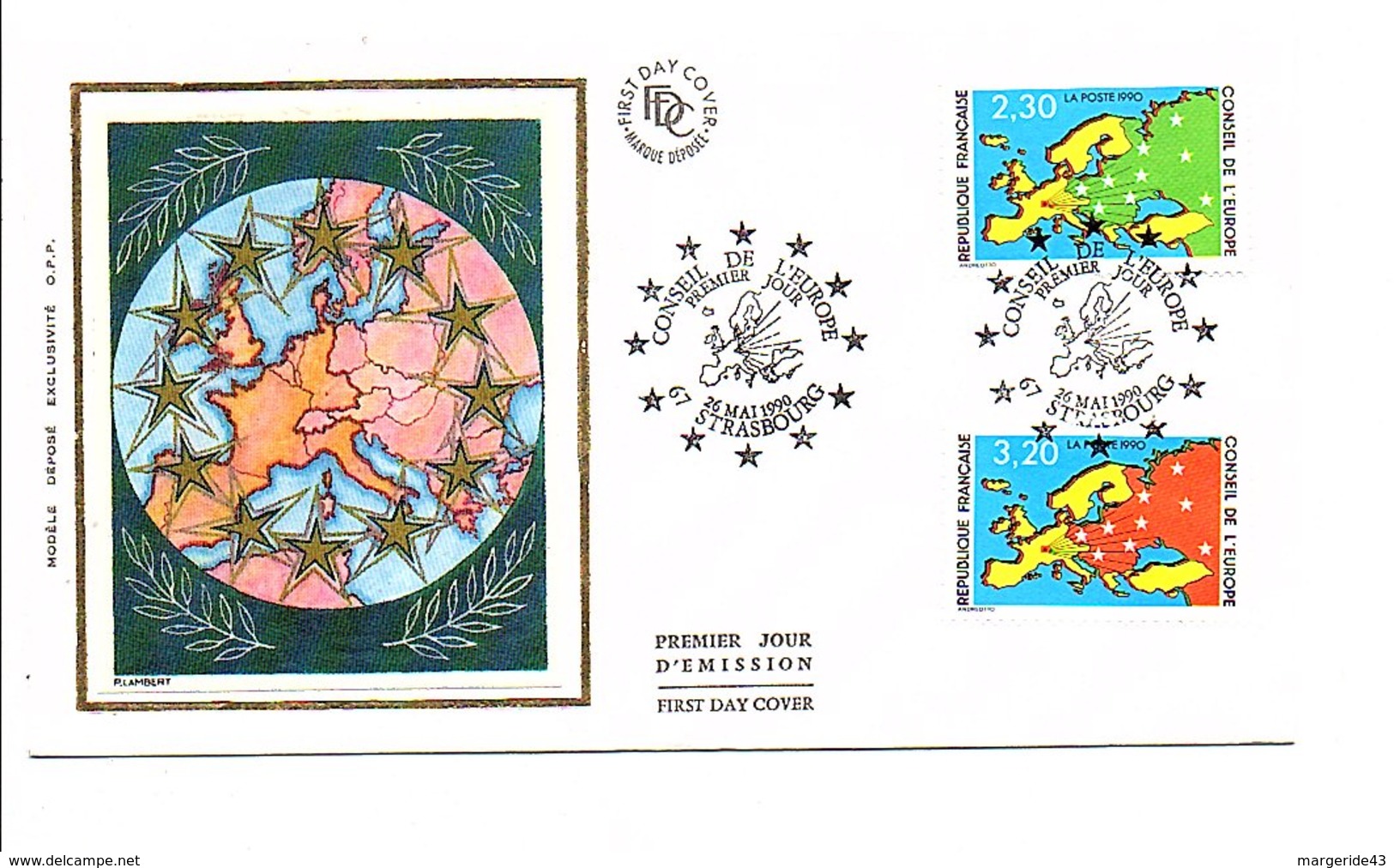 FDC 1990 TIMBRES DU CONSEIL DE L'EUROPE - 1990-1999