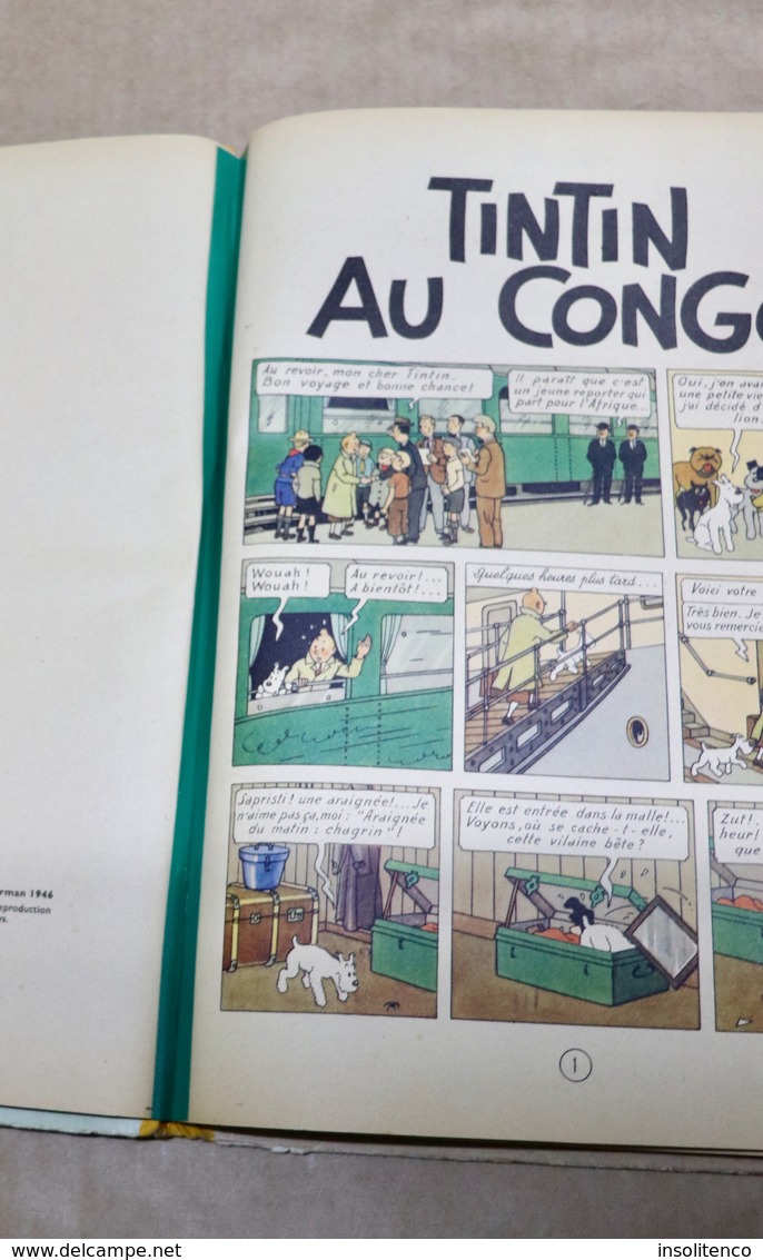 Tintin Au Congo - Casterman - Dos Jaune - B1 - 1946 - Titre En Blanc  - 1ère édition Originale Couleur  - Bon état - Tintin