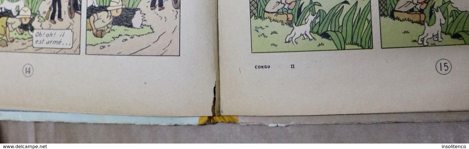 Tintin au Congo - Casterman - Dos jaune - B1 - 1946 - Titre en blanc  - 1ère édition originale couleur  - Bon état